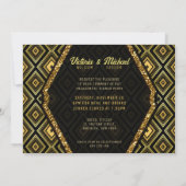 Art Deco Goud Zwart Glamour Gatsby Verloving Kaart (Achterkant)