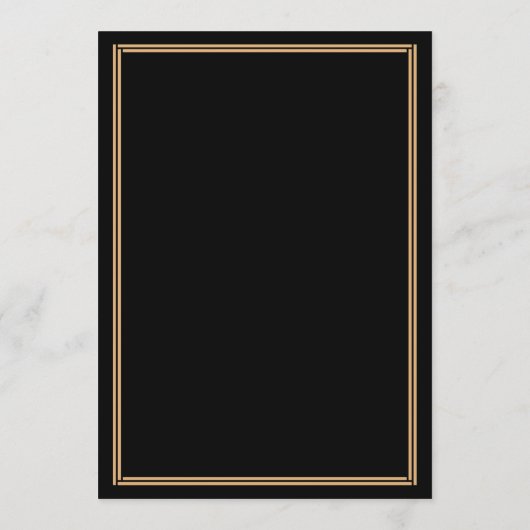 Art Deco Goud Zwart Great Gatsby Trouwmenu Menu (Achterkant)