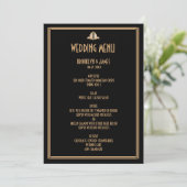 Art Deco Goud Zwart Great Gatsby Trouwmenu Menu (Staand voorkant)