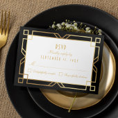 Art Deco  Goud Zwart Lijst RSVP-kaart RSVP Kaartje