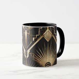 Art Deco Goud Zwart Luxe Mok Great Gatsby Stijl