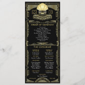 Art Deco Goud Zwart Orde van Ceremonie Entourage Programmakaart (Voorkant)