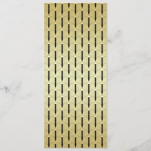 Art Deco Goud Zwart Orde van Ceremonie Entourage Programmakaart (Achterkant)