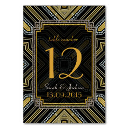 Art Deco Goud Zwart Trouwtafel Nummer Kaart