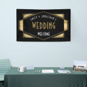Art Deco Goud Zwart Welkom bij Bruiloft Spandoek (Beurs)
