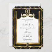 Art Deco Goud zwarte juweel witte Verjaardagsfeest Kaart (Voorkant)