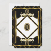 Art Deco Goud zwarte juweel witte Verjaardagsfeest Kaart (Achterkant)