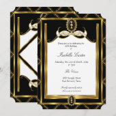 Art Deco Goud zwarte juweel witte Verjaardagsfeest Kaart (Voorkant / Achterkant)
