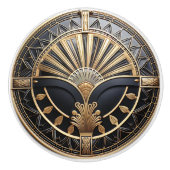 Art Deco Gouden Accenten en Zwart Modern Keramische Knop (Voorkant)