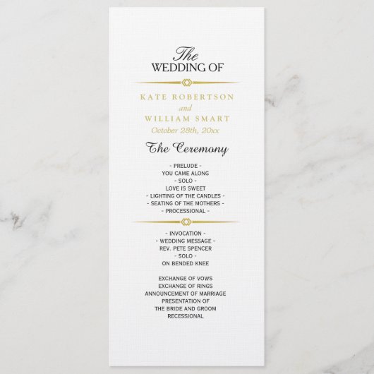 ART DECO GOUDEN APPARATEN Trouwprogramma Programmakaart (Voorkant)