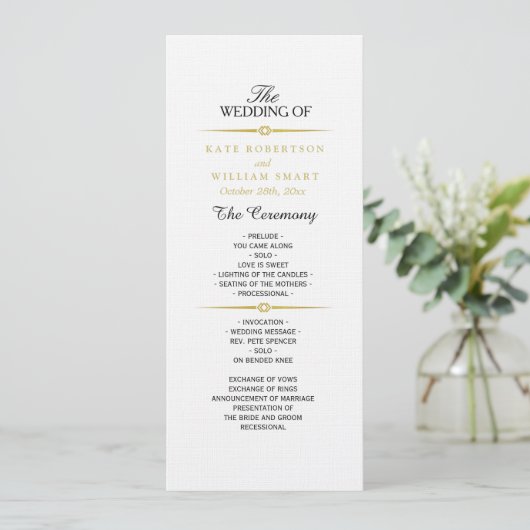 ART DECO GOUDEN APPARATEN Trouwprogramma Programmakaart (Staand voorkant)