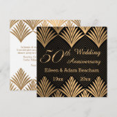 Art deco gouden bladeren 50e Jubileum platte kaart (Voorkant / Achterkant)