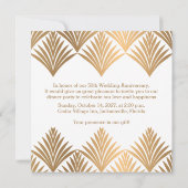 Art deco gouden bladeren 50e Jubileum platte kaart (Achterkant)