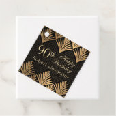 Art deco gouden bladeren 90e verjaardag bedankjes labels (In situ)