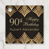 Art deco gouden bladeren 90e verjaardag bedankjes labels (Voorkant)