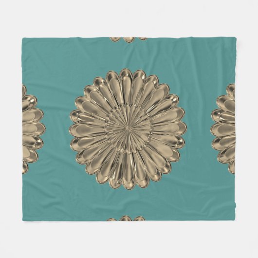 Art deco gouden blauwgroen look fan shell ontwerp fleece deken (Voorkant (Horizontaal))