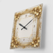 Art Deco gouden bloem Vierkante Klok (Hoek)