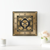 Art Deco gouden bloem Vierkante Klok (Huis)