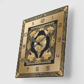 Art Deco gouden bloem Vierkante Klok (Hoek)