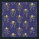 Art Deco gouden bloemen: elegant. Imitatie Canvas Print<br><div class="desc">Elegante Art Deco stijl naadloos patroon met gouden bloemen / ventilator vorm motieven op middernacht blauwe achtergrond. Metallic gouden gradiënt herhaal patroon met traandruppelmotieven. Geniet van de Art Deco pracht met gouden motieven op middernachtblauw. De gouden motieven van de kunstdeco stralen elegantie op een middernachtblauwe achtergrond uit. kunst, deco, patroon,...</div>