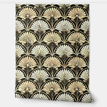 Art Deco Gouden Bloemventilator Accentmuur