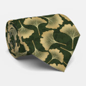 Art Deco Gouden Botanisch Patroon Stropdas (Opgerold)