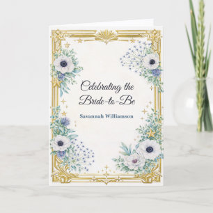 Art Deco Gouden Botanische Bruidsdouche Kaart