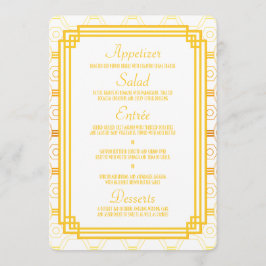 Art Deco Gouden Bruiloft Menu Kaarten
