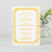 Art Deco Gouden Bruiloft Menu Kaarten (Staand voorkant)