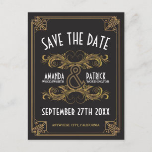 Art Deco  Gouden Bruiloft Save the Date Kaarten