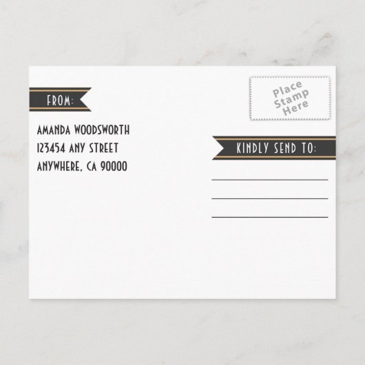 Art Deco Gouden Bruiloft Save the Date Kaarten (Achterkant)