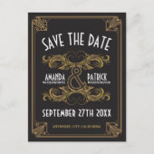 Art Deco Gouden Bruiloft Save the Date Kaarten (Voorkant)