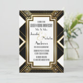Art Deco Gouden Bruiloft Uitnodiging (Staand voorkant)