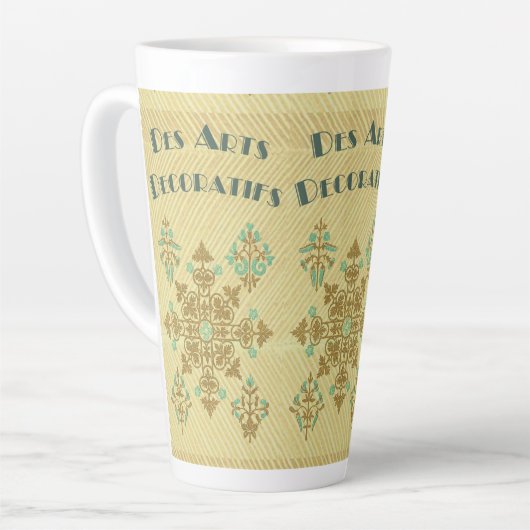 Art deco gouden en blauwgroen Franse kunst Latte Mok (Linkerhoek)