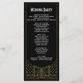 Art Deco  gouden en zwarte bruiloftsprogramma's Programmakaart (Achterkant)