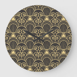 Art Deco: Gouden geometrische Tegels. Grote Klok