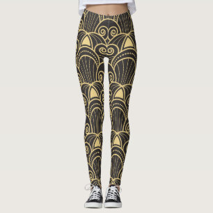 Art Deco: Gouden geometrische Tegels. Leggings