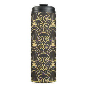 Art Deco: Gouden geometrische Tegels. Thermosbeker