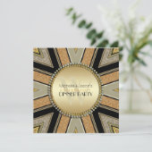 Art Deco Gouden Glitter Uitnodiging Voor Eetfeest (Staand voorkant)