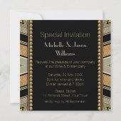 Art Deco Gouden Glitter Uitnodiging Voor Eetfeest (Achterkant)