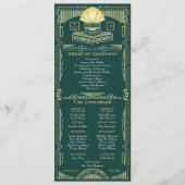 Art Deco Gouden Groene Orde van Ceremonie Entourag Programmakaart (Voorkant)