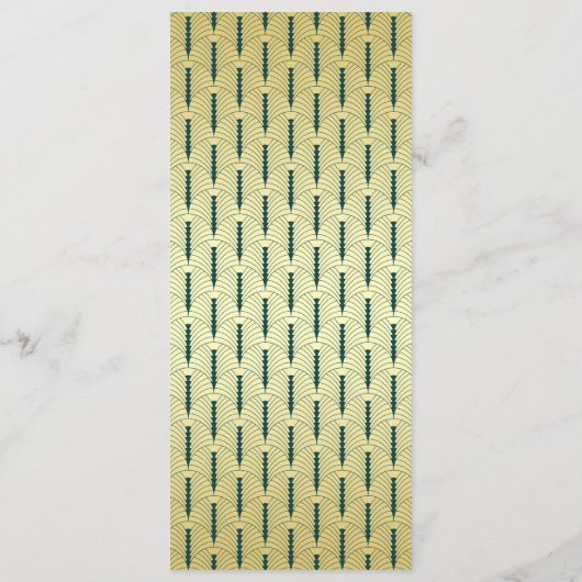 Art Deco Gouden Groene Orde van Ceremonie Entourag Programmakaart (Achterkant)