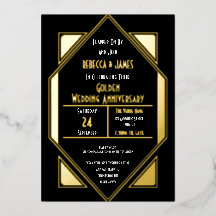 Art Deco Gouden Huwelijksjubileum Zwart Goud