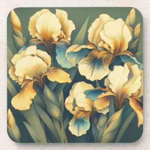 Art Deco Gouden Iris Harde plastic onderzetterset Bier Onderzetter