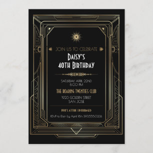 Art Deco gouden lijst Roaring Twenties feest Kaart