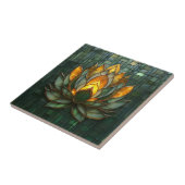 Art Deco Gouden Lotus Groen Tegelwerk Print Tegeltje (Zijkant)
