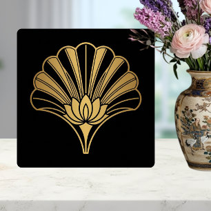 Art Deco Gouden Lotus Waier Zwarte Keramische Tege Tegeltje