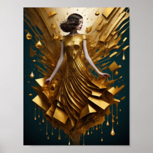 Art Deco gouden meisje Poster