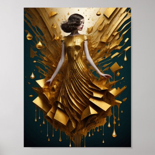 Art Deco gouden meisje Poster (Voorkant)