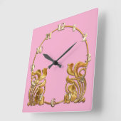 Art Deco gouden ontwerp in elke kleur Vierkante Klok (Hoek)